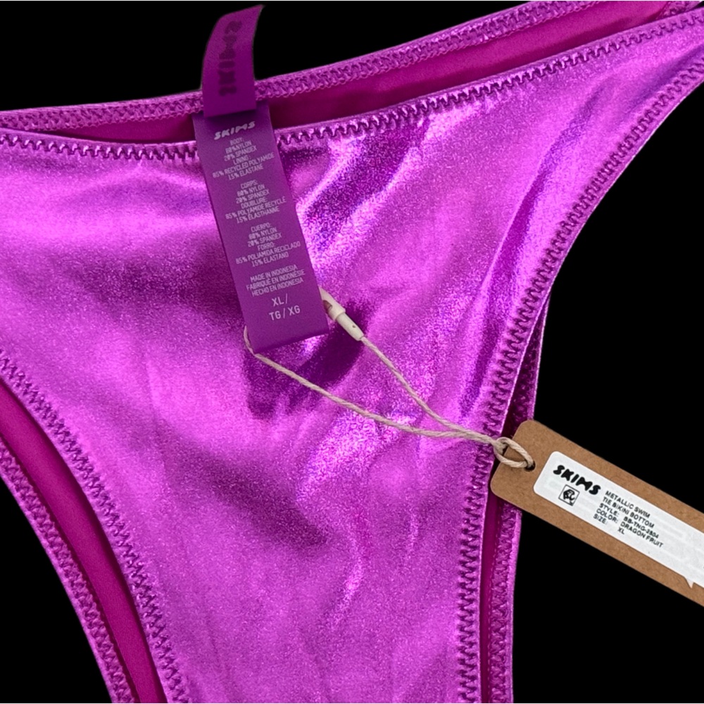 Skims Metallic Swim Skimpy Tie Bottom - Dragon Fruit - XL